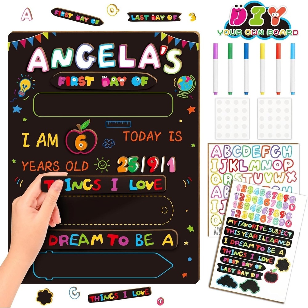 11Pcs DIY First Day of School Sign - First and Last Day of School Board with 6 C